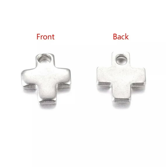 EOEMY 10Pcs 304 Stainless Steel Smooth Pendants Blank Stamping Tag Cross Charms 6X5mm