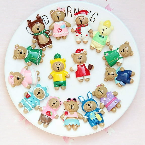 EOEMY 10Pcs Assorted Flatback Resin Cute Dressed Bear Cabochons Flatback Charms