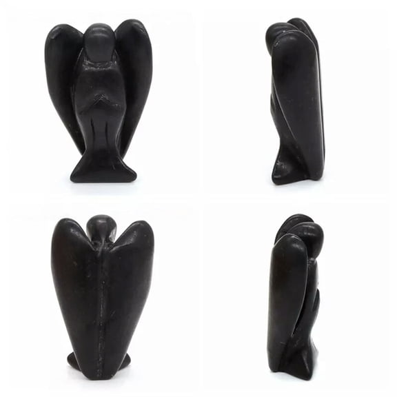 EOEMY 10Pcs/Lots Natural Black Obsidian Fairy Angel Carved Quartz Crystal Energy Decor