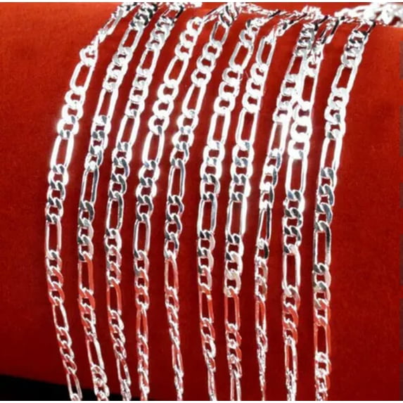 EOEMY 10Pcs Mens Lots 925 Silver 2.5mm Italian Figaro Link Chain Necklace 16-30 Inches-26