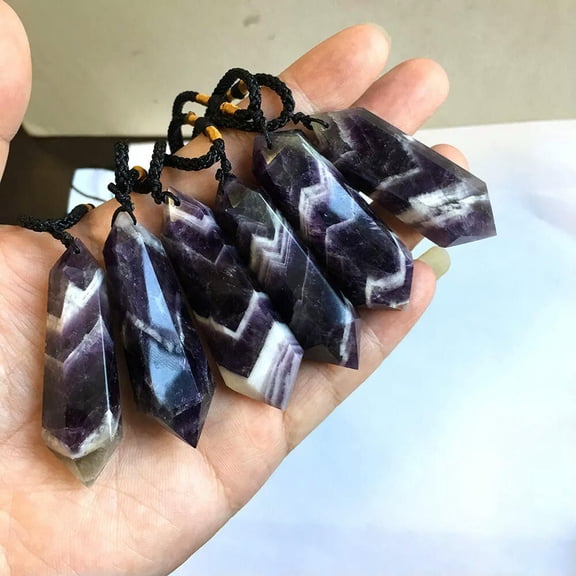 EOEMY 10Pcs Natural Amethyst Pendant Quartz Crystal Healing Rock Stone Necklace