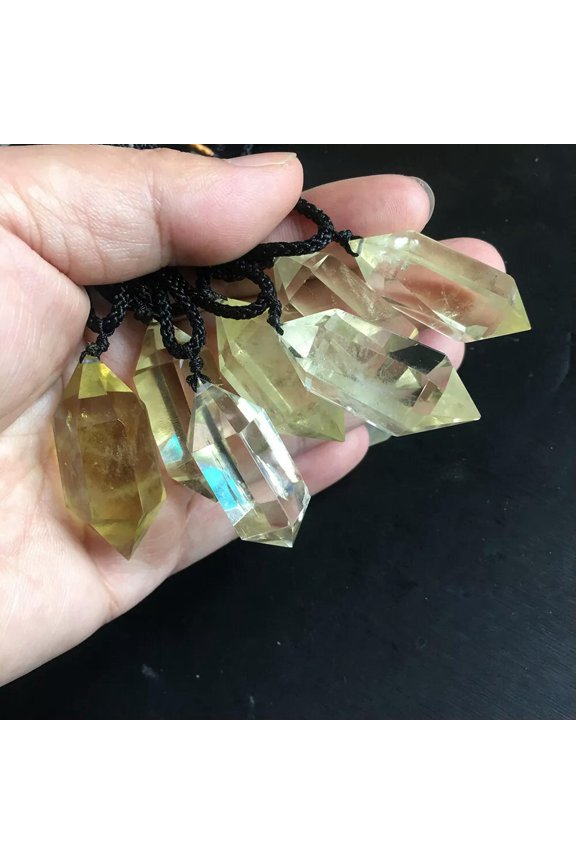 10Pcs Natural Clear Citrine Quartz Crystal Point Pendant Obelisk Necklace Stone