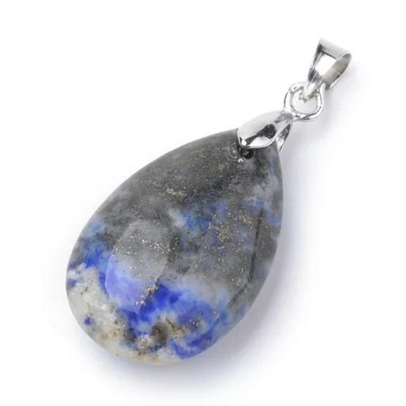 EOEMY 10Pcs Natural Gemstone Drop Pendants Smooth Mini Charms Necklace Making 23~24mm-Natural Lapis Lazuli Pendants