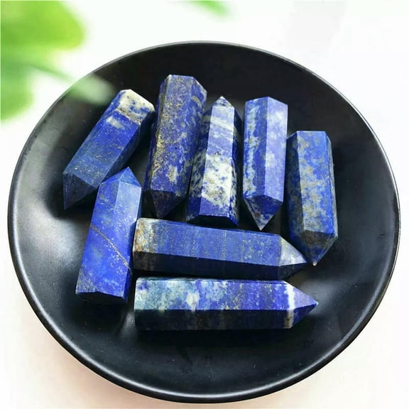 EOEMY 10Pcs Natural Lapis Lazuli Quartz Crystal Point Obelisk Healing Gemstone 40-50mm