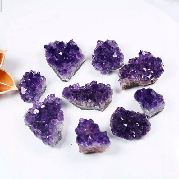 EOEMY 10Pcs Natural Quartz Amethyst Crystal Cluster Healing Druzy Geode Gemstone Gift