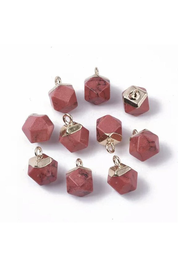 10Pcs Natural & Synthetic Gemstone Charms Faceted Stone Dangle Pendants 12X10mm-Synthetic Turquoise