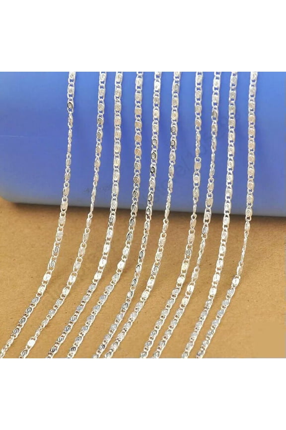 10Pcs Wholesale 20" Nice Jewelry 925 Silver Chain Flat S Necklaces For Pendant