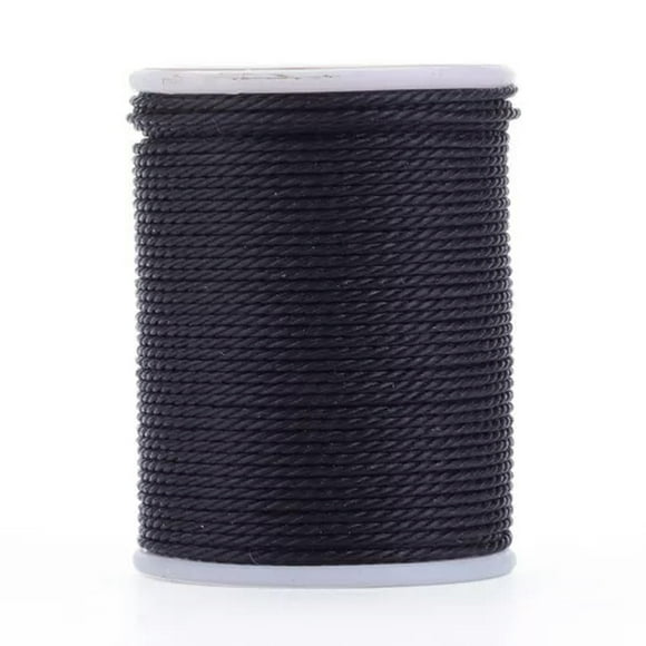 EOEMY 10Roll 1mm Waxed Polyester Twisted Cord Round Waxed Thread For Braided Bracelets-Black