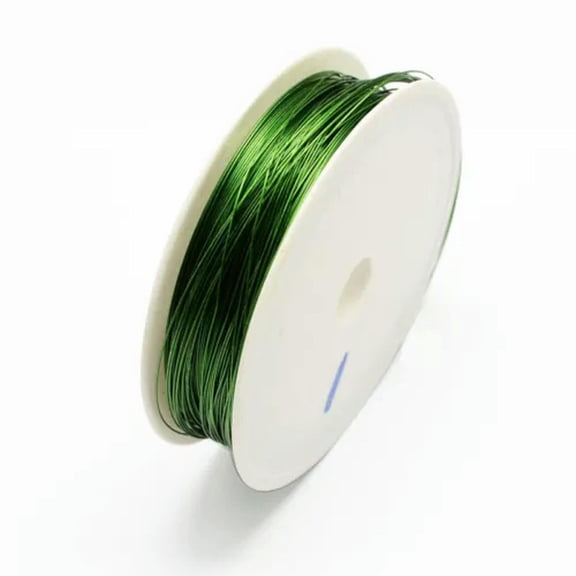 EOEMY 10Rolls Tiny Iron Beading Wires Metal String Cable Round Spool Wrapped 0.3~0.5mm-0.4mm-Dark Green