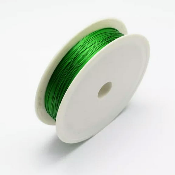 EOEMY 10Rolls Tiny Iron Beading Wires Metal String Cable Round Spool Wrapped 0.3~0.5mm-0.4mm-Green