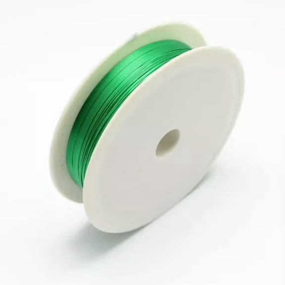 EOEMY 10Rolls Tiny Iron Beading Wires Metal String Cable Round Spool Wrapped 0.3~0.5mm-0.4mm-Spring Green