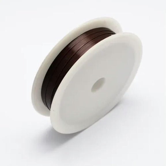 EOEMY 10Rolls Tiny Iron Beading Wires Metal String Cable Round Spool Wrapped 0.3~0.5mm-0.5mm-Coconut Brown