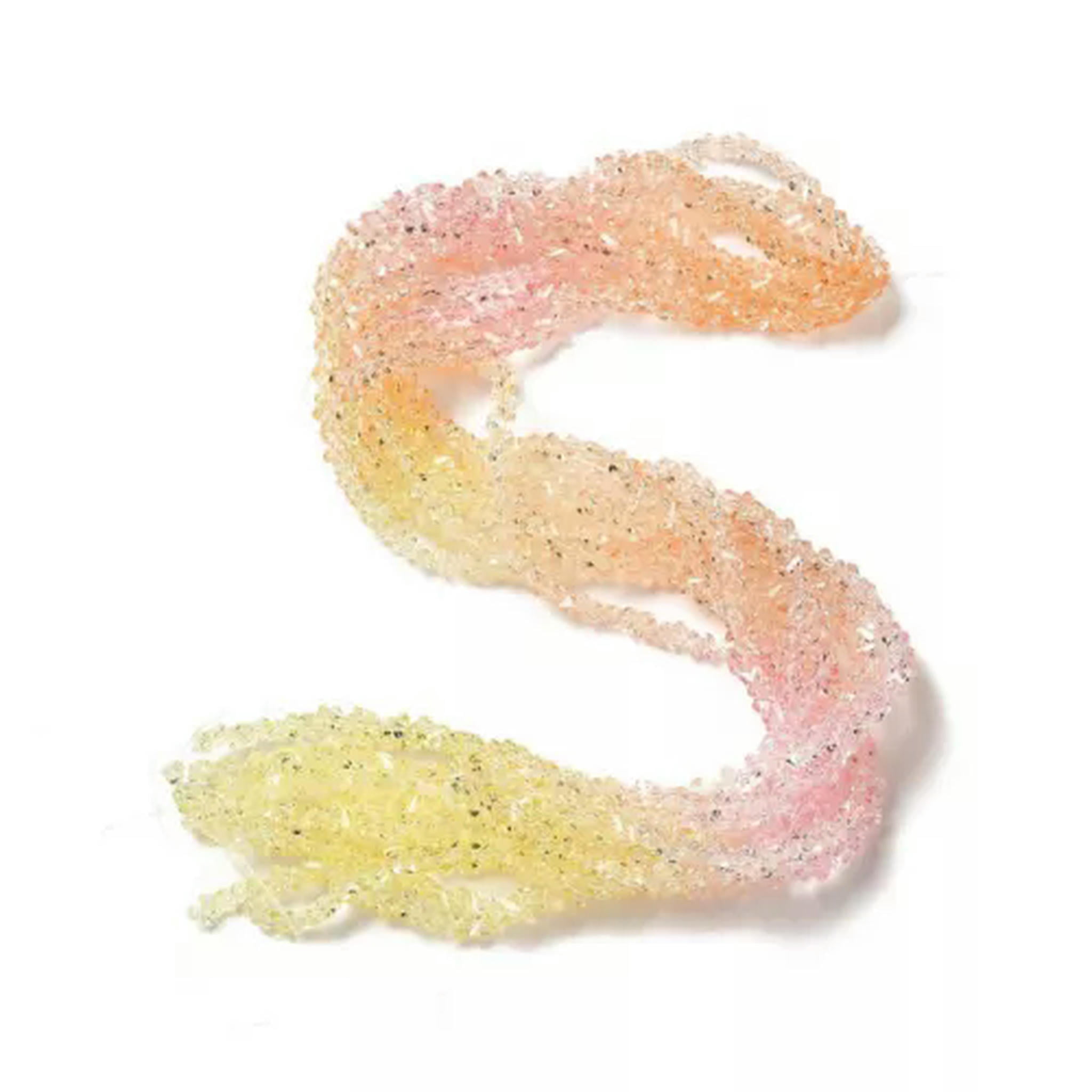 EOEMY 10X Triangle Segmented Multi-Color Transparent Glass Bead Strands 4.5X4mm 13.27"-Bisque