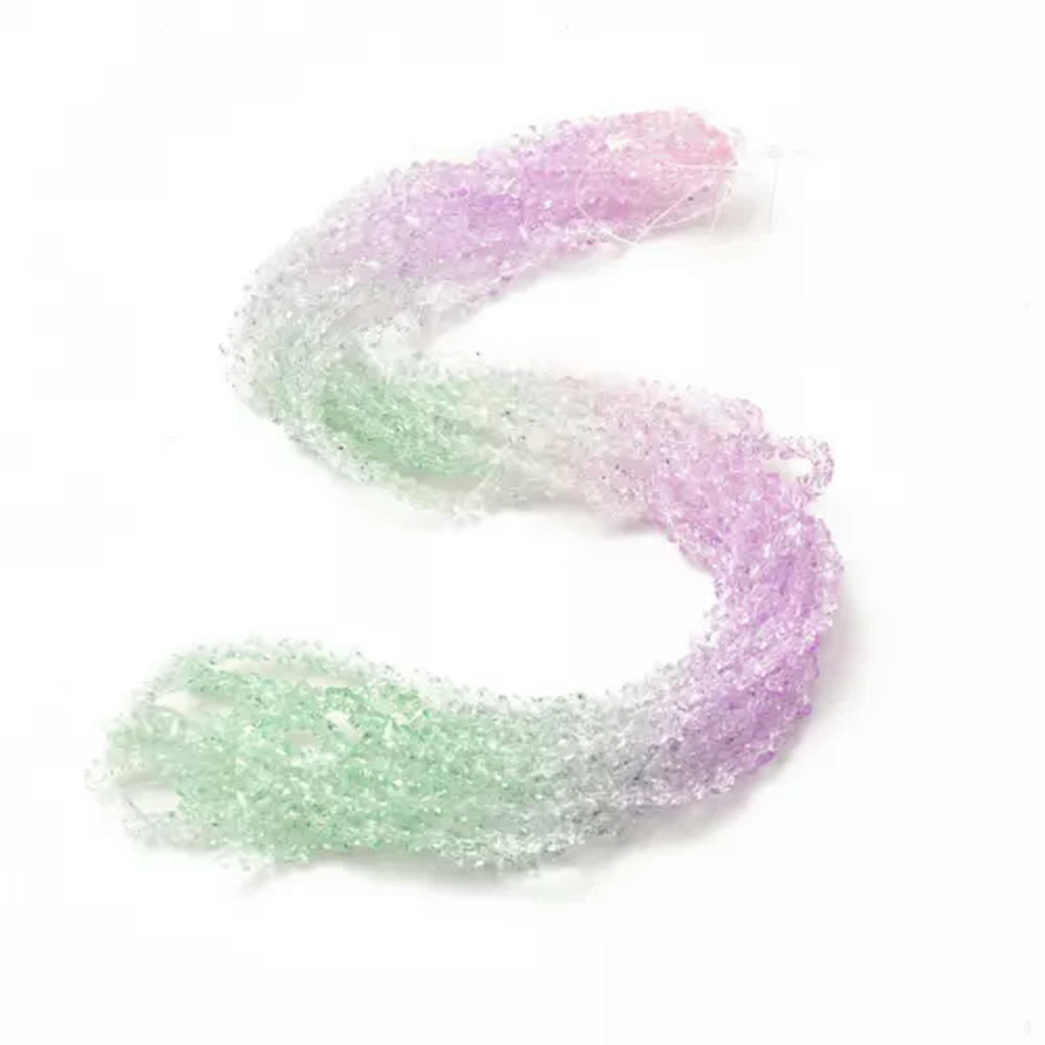 EOEMY 10X Triangle Segmented Multi-Color Transparent Glass Bead Strands 4.5X4mm 13.27"-Light Green
