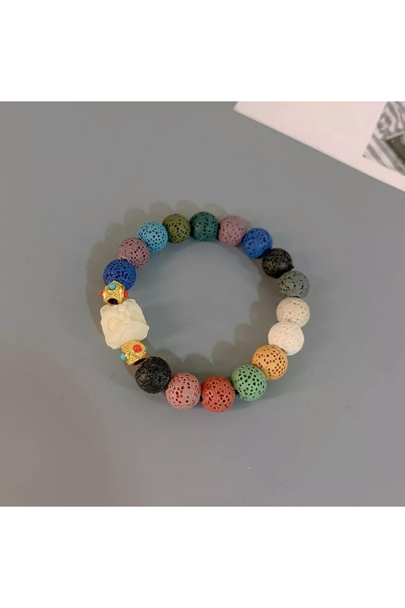 10mm Lion Shaped Volcanic Stone Bracelet With Light Luxury And Niche Design