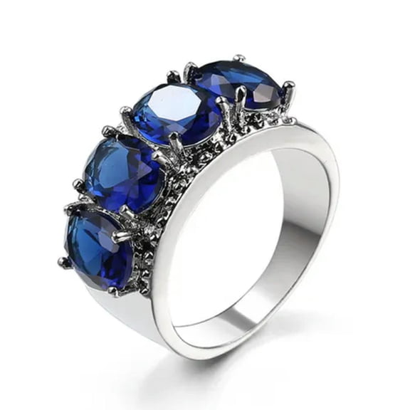 EOEMY 10mm Multi-Color Olive Green Blue Cz Stones Band Women 925 Silver Ring Size 6-10