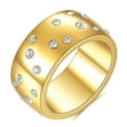 thumbnail image 1 of EOEMY 10mm Silver Gold Black Rose Gold Full Cz Band Men Stainless Steel Ring Size 6-12, 1 of 6