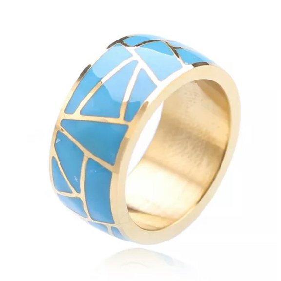 EOEMY 10mm Stainless Steel Aaa Band Men/Womens Silver/Gold-Color Ring Size 7-12