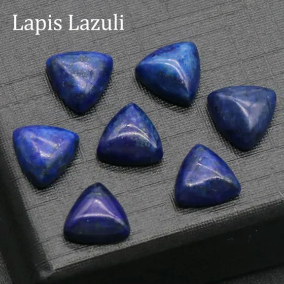 EOEMY 10mm Triangle Cabochon Beads Natural Mixed Gemstone Cab Flatback Reiki Chakra-Lapis Lazuli-5Pcs (Random Pick)