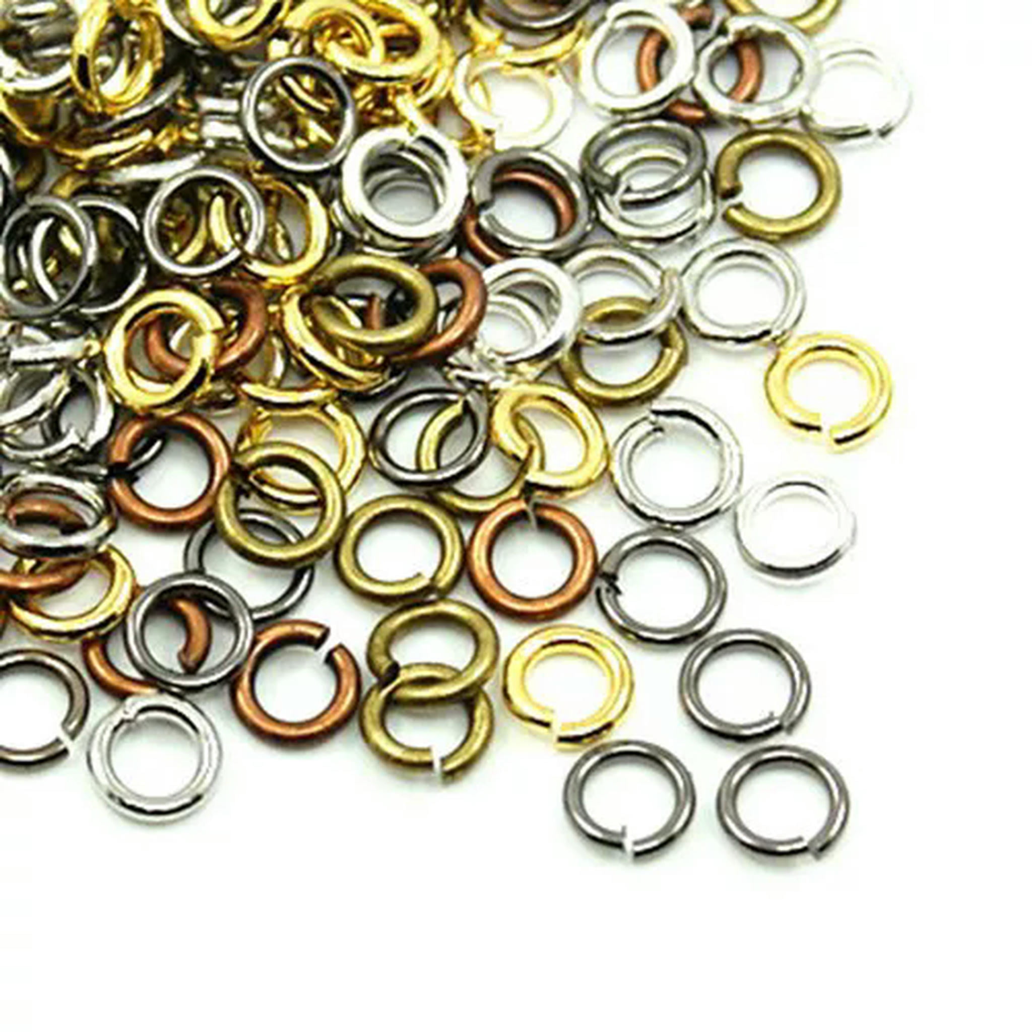 EOEMY 11000Pcs/500G Brass Open Jump Rings Close But Unsoldered Loop Jewelry Making 4mm-Mixed Color
