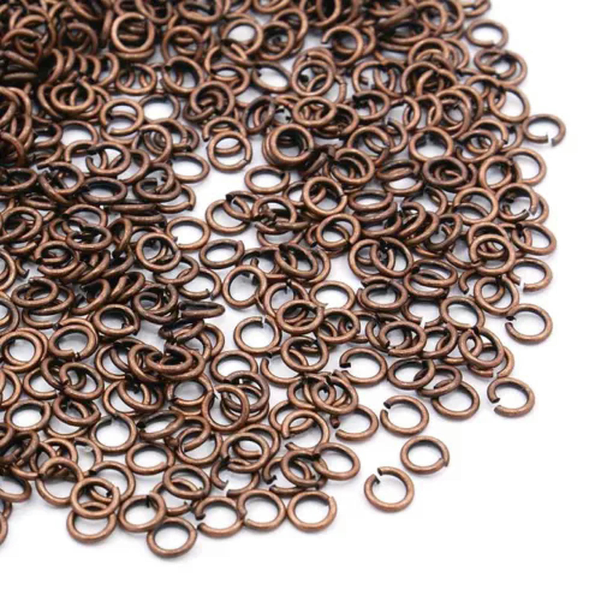 EOEMY 11000Pcs/500G Brass Open Jump Rings Close But Unsoldered Loop Jewelry Making 4mm-Red Copper