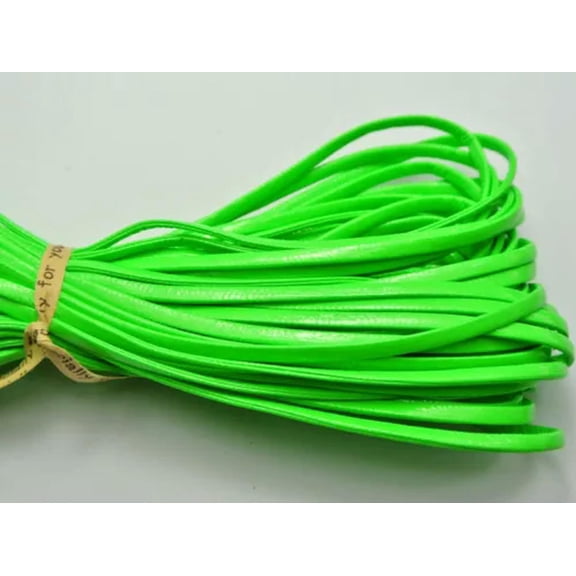 EOEMY 110Yards Soft Faux Leather Flat Lace Trim String Jewelry Cord 2.5mm Color Choice-Green