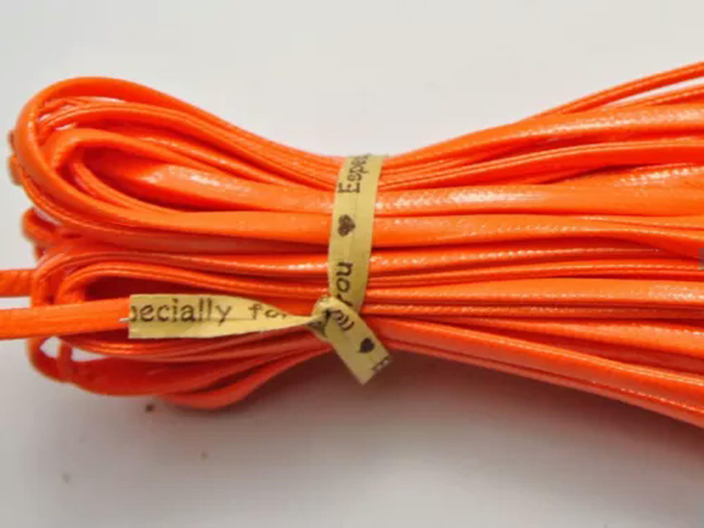 EOEMY 110Yards Soft Faux Leather Flat Lace Trim String Jewelry Cord 2.5mm Color Choice-Orange