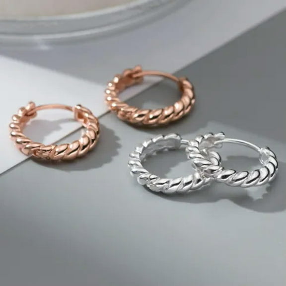 EOEMY 11mm Twist Hoop Earrings 925 Sterling Silver Womens Jewellery-Silver