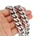 thumbnail image 1 of EOEMY 12/15mm Heavy Polished Women Men Chain Curb Stainless Steel Necklace Or Bracelet-Silver-12mm-9.5Inch Bracelet, 1 of 7