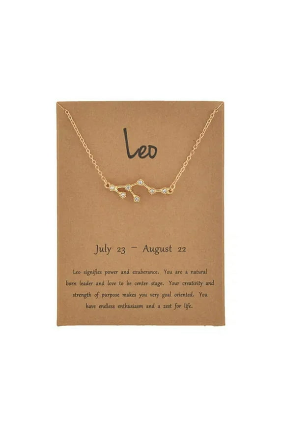 12 Constellation Pendant Necklace Zodiac Women'S Clavicle Chain Charm Jewellery-Leo-Gold Crystal