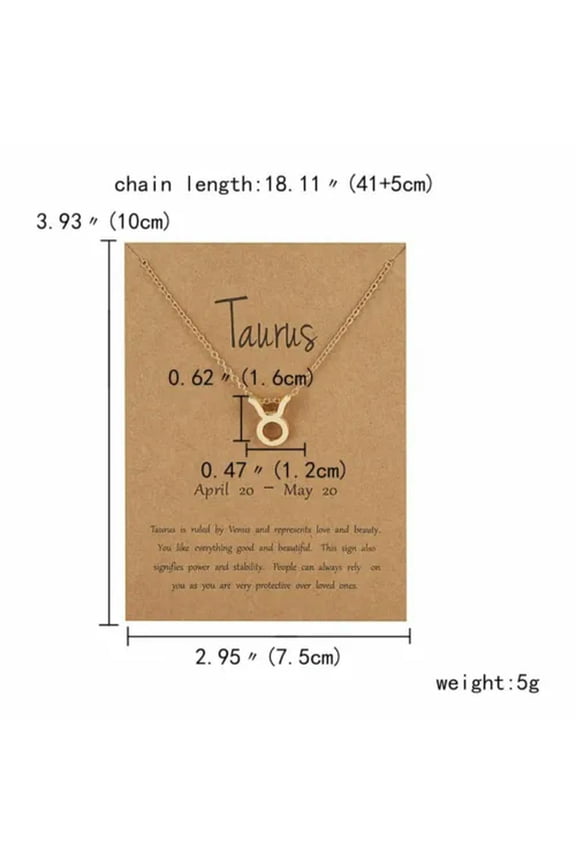 12 Constellation Pendant Necklace Zodiac Women'S Clavicle Chain Charm Jewellery-Taurus-Gold
