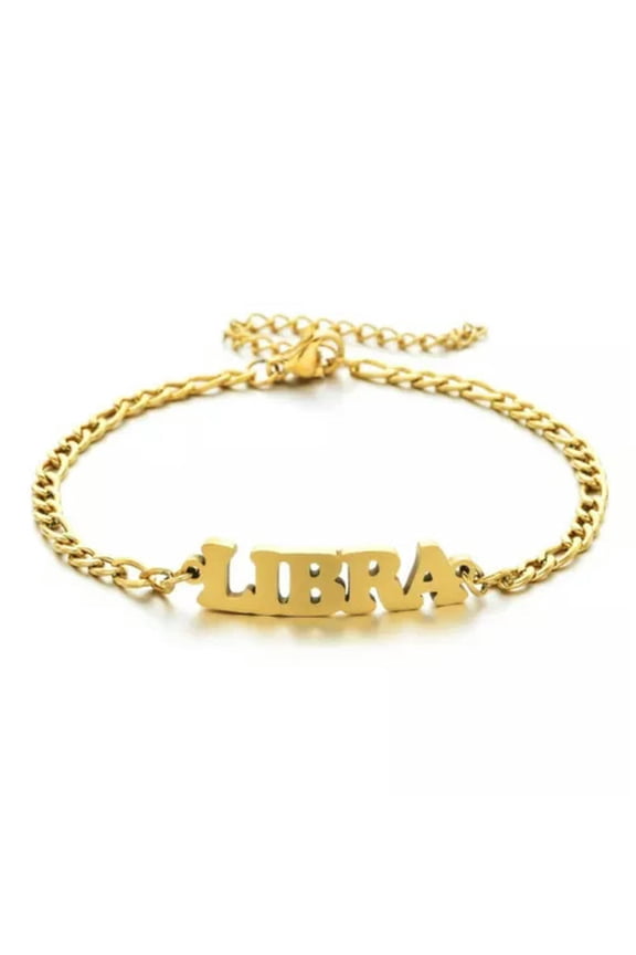 12 Constellation Zodiac Letter Bracelet Stainless Steel Women Jewelry Adjustable-Libra