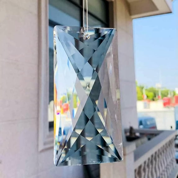 EOEMY 120mm Rectangular Crystal Suncatcher Patio Rainbow Maker Chandelier Pendant Diy