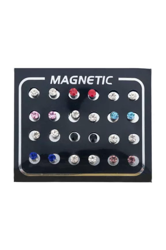 12Pairs/Set Magnetic Ear Studs Earrings For Women Fake Piercing Fake Nose Ring .-Colorful