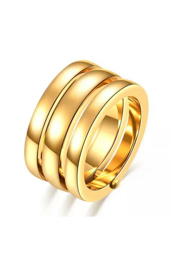 12mm Rose Gold/Gold/Silver Titanium Steel Band Womens Three In One Rings Sz 6-10