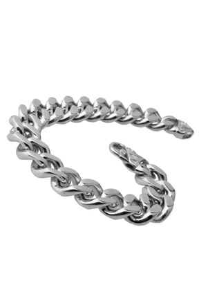 13/15mm 7"-11" Cool Mens Chain Bracelet Stainless Steel Curb Cuban Link Bangle-10 Inch-13mm-Silver
