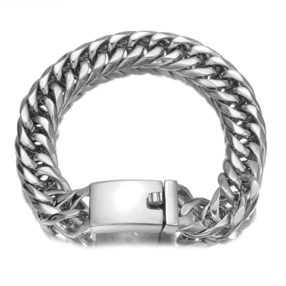 EOEMY 13/16mm Heavy Gold Black Silver Color Stainless Steel Curb Chain Men Bracelet-Silver-16mm-10.5 Inches Bracelet