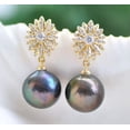thumbnail image 1 of EOEMY 13.5mm Round Coffee-Black Edison Pearl Dangle Earring, 1 of 5