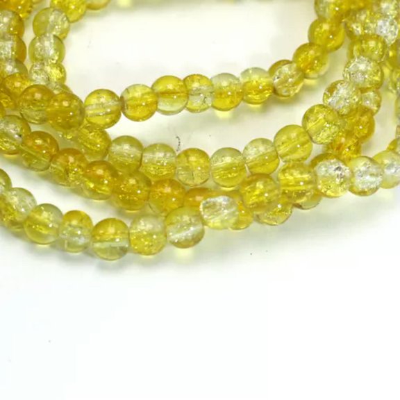 EOEMY 140 Pcs Crackle Cracked Round Glass Crystal Charm Beads 6mm Craft Diy Colour-Yellow White