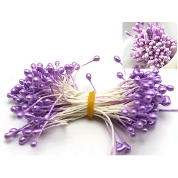 EOEMY 1400 Pcs Pearl Effect Artificial Flower Stamen Double Round Heads Cotton String-N: Lavender