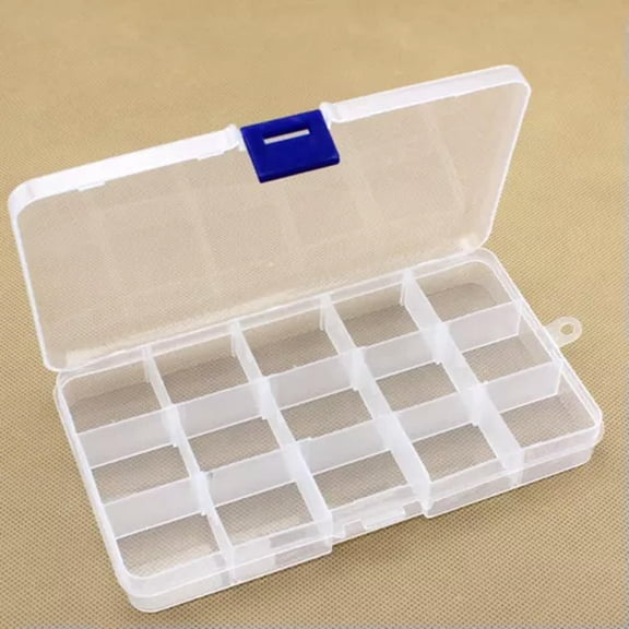 EOEMY 15 Compartment Plastic Box Case Jewelry Bead Display Storage Container 175X100mm-Clear