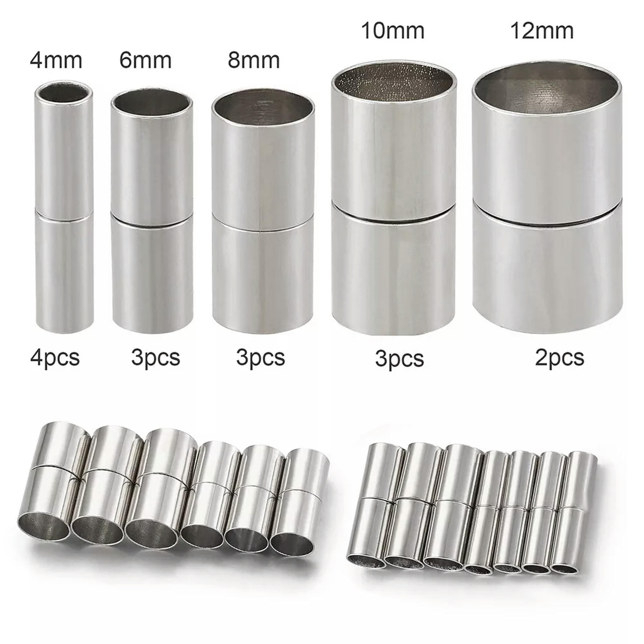 EOEMY 15Pcs Platinum Brass Magnetic Column Clasps Tube Leather Cord End Caps 20~22mm