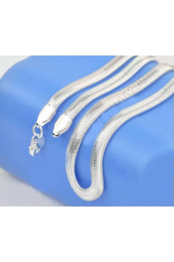 16-24Inch 925 Silver 6mm Wide Flat Snake Chain Men Popular Long Necklace X01-16