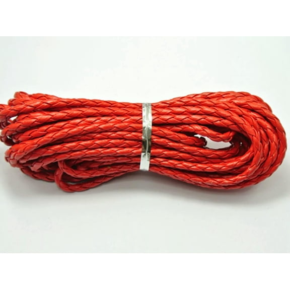 EOEMY 16.4 Feets Red Braided Bolo Pu Leatherette Jewelry Cord 4mm