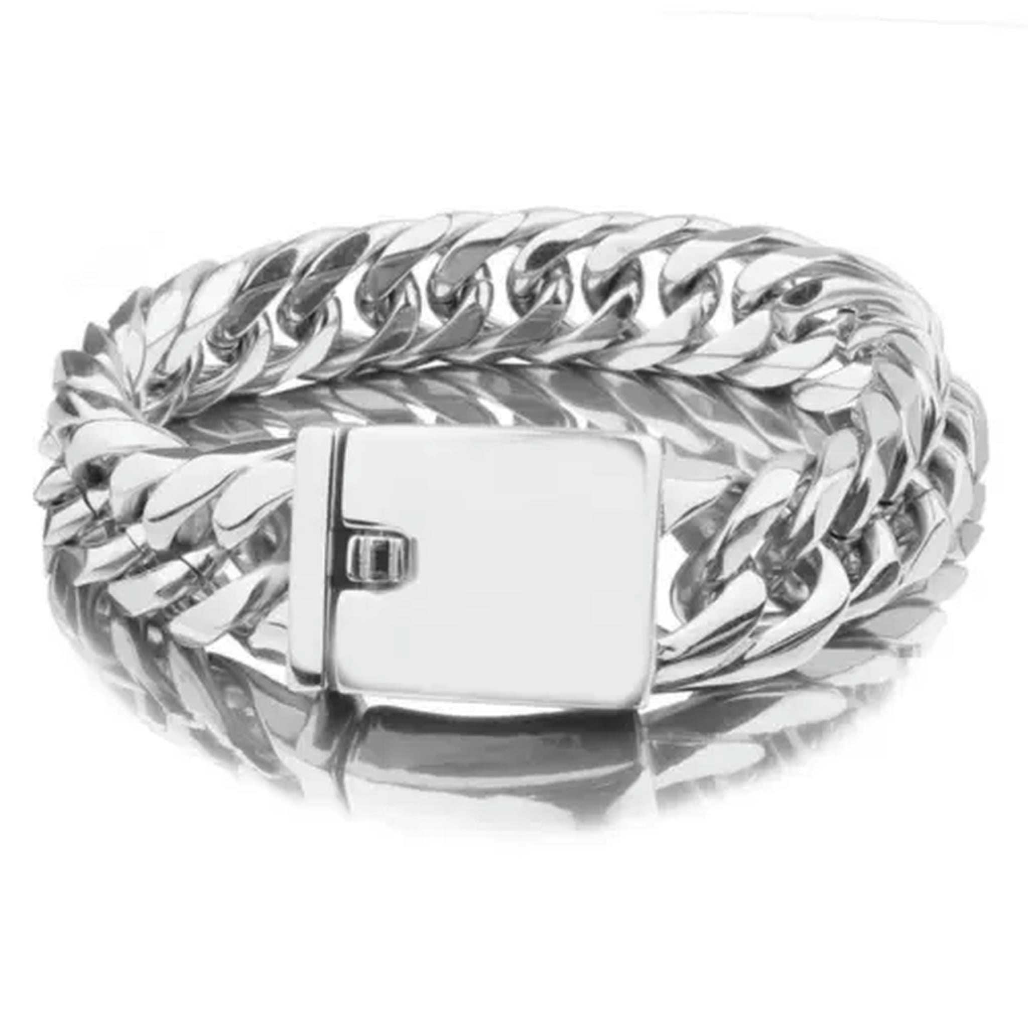 15mm Cuban Link Bracelet - 8-10 Inch 316L Stainless Steel Men's Chain, Silver Finish 3 thumbnail image