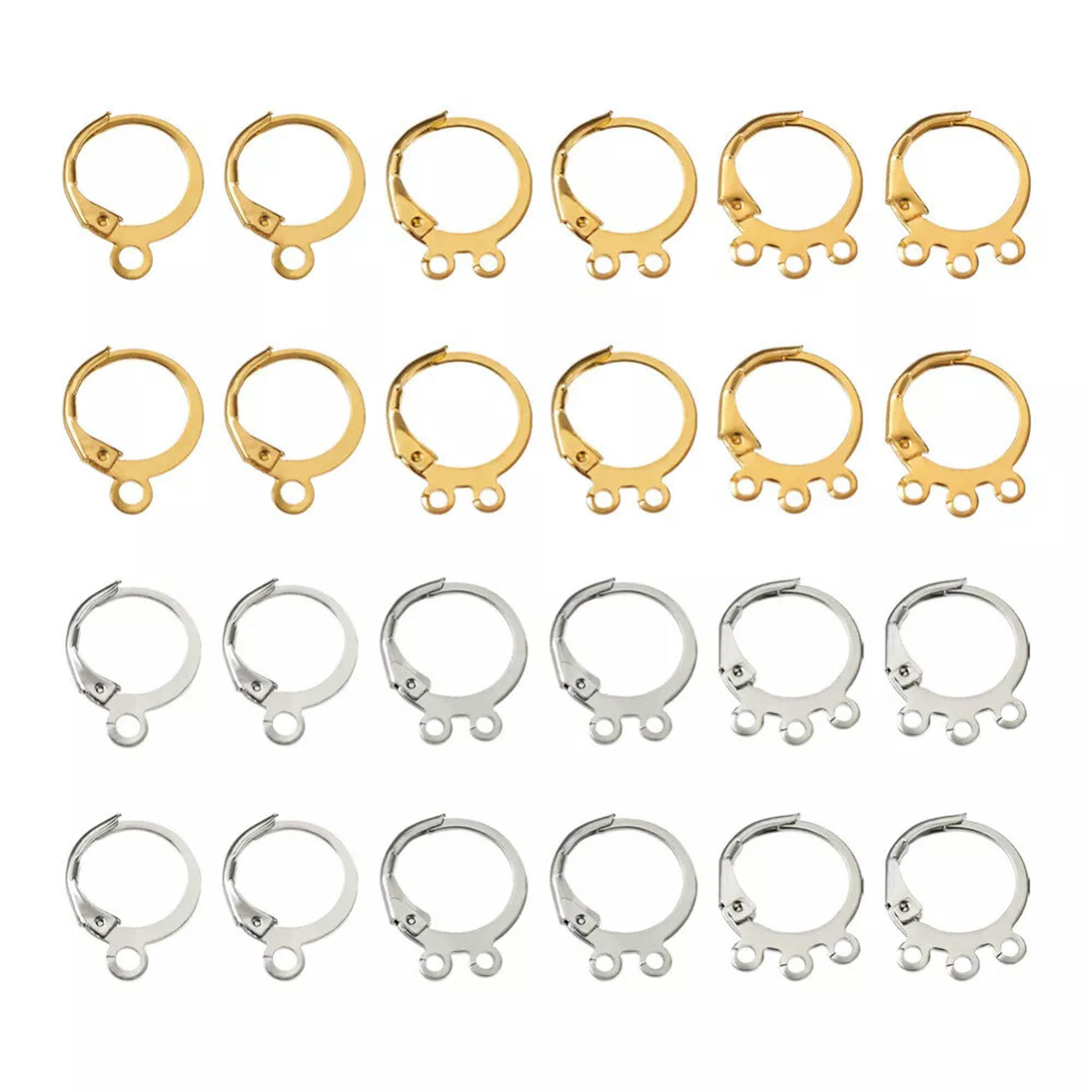 EOEMY 180Pcs Platinum Golden Brass Huggie Hoop Earring Findings Earring Hooks 15~16mm