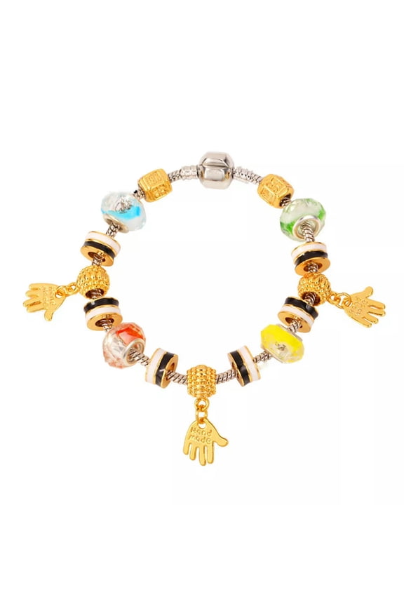 18K Gold Plated Bracelet Diy Beads Hand Lucky Charm Red Blue Multicolor L123-Default