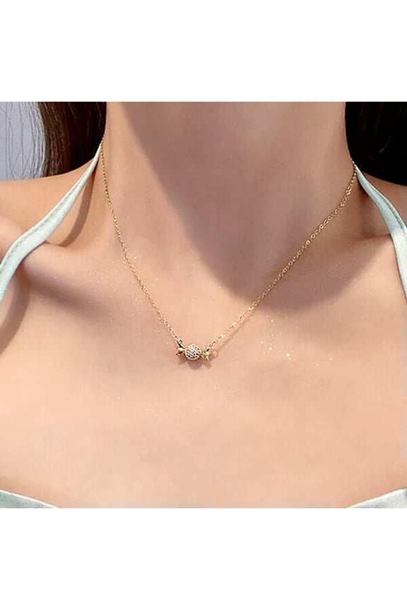 18K Gold Plated Candy Crystal Pendant Chain Necklace Womens Jewelry Party Choker