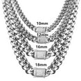 thumbnail image 1 of EOEMY 18K Gold Plated Mens Miami Cuban Link Bracelet Or Chain Necklace Stainless Steel-12mm-24Inch Or 61Cm-Silver, 1 of 9