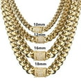 thumbnail image 1 of EOEMY 18K Gold Plated Mens Miami Cuban Link Bracelet Or Chain Necklace Stainless Steel-8mm-34Inch Or 86Cm-Gold, 1 of 9